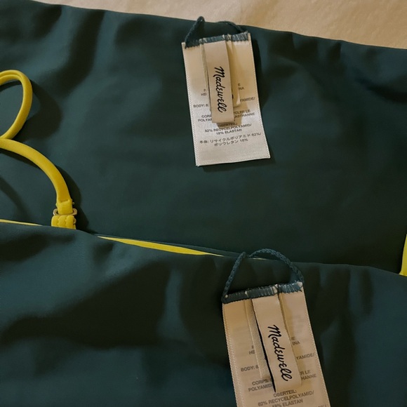 NWOT Madewell second wave Green/Yellow two piece swimsuit XS reversible - Picture 6 of 7